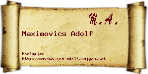 Maximovics Adolf névjegykártya
